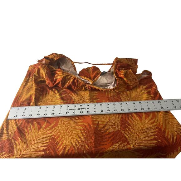 Mlle Gabrielle 3X Tropical Print Dress Orange Yellow Ruffled Sleeveless Plus - Picture 4 of 10